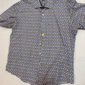 Paulo Solari Poker Patterned Blue and White Shirt